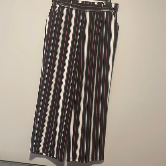 Cato Pants - High Rise Blank and Pink Pin Stripe Pants
